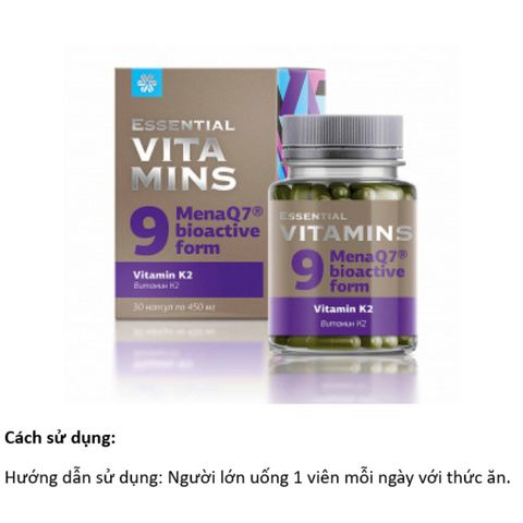 Vitamin 9  Essential Vitamins. Vitamin K2 – 30 viên/hộp