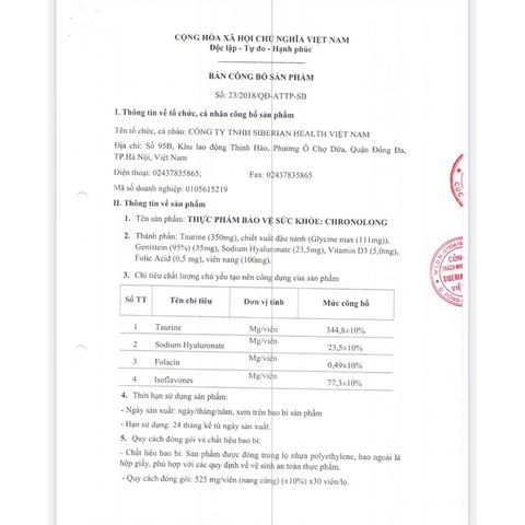 Chronolong - Tăng vòng 1, Đẹp da, Mờ nám, Tăng cường nội tiết tố nữ,