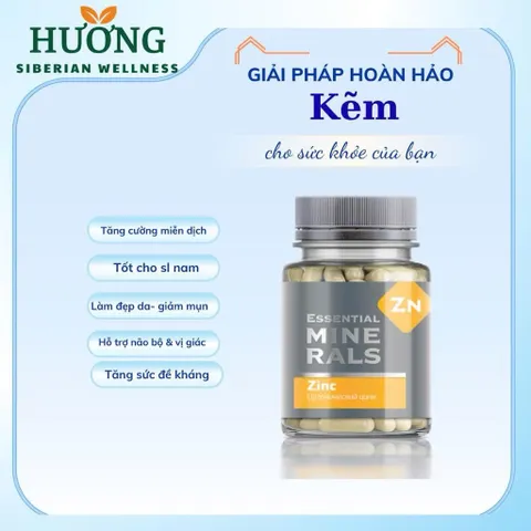 Essential Zinc - Siberian Wellness -Hỗ trợ chống ô xy hóa, tăng cường sức đề kháng - Hộp 60 viên