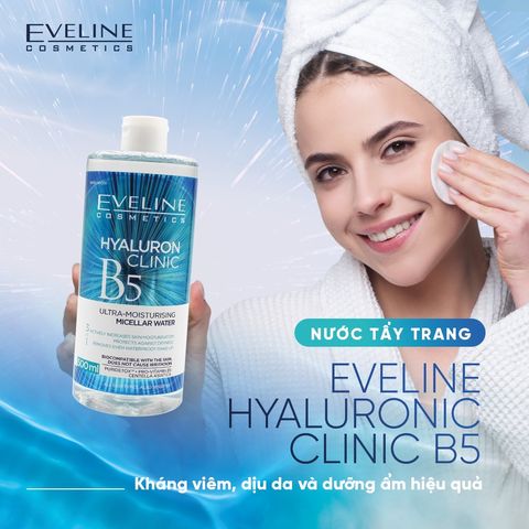 Nước Tẩy Trang Eveline Hyaluron Clinic B5 Cấp Ẩm 500ml