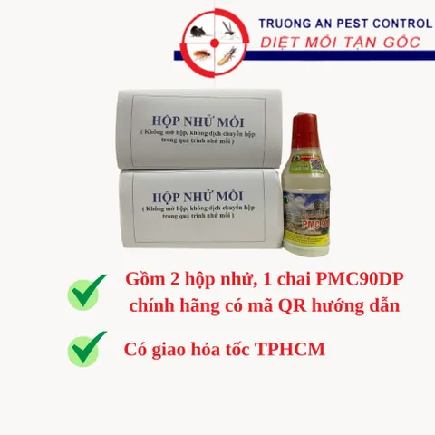 Combo diệt mối tận gốc tự làm gồm 1 chai PMC90DP chính hãng và 2 hộp nhử mối