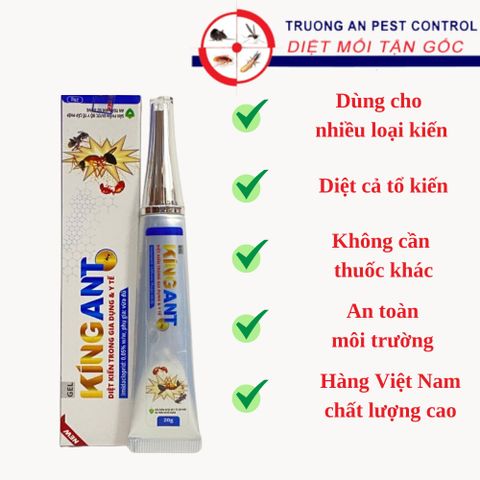 Thuốc diệt kiến KINGANT diệt cả đàn kiến an toàn trong gia dụng y tế dạng gel tuýp 20g hàng Việt Nam