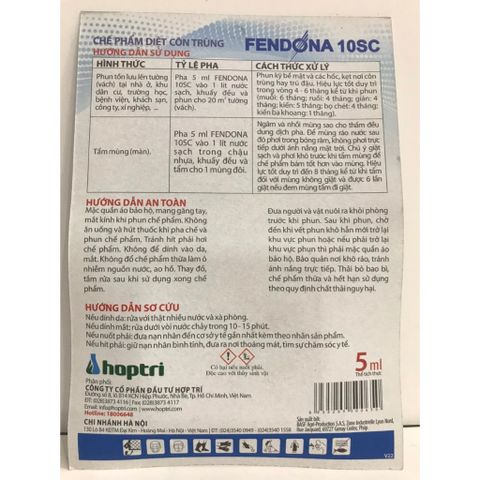 Thuốc diệt muỗi FENDONA 10SC, hạ gục hiệu quả, phòng chống sốt xuất huyết, sản phẩm BASF, gói 5ml