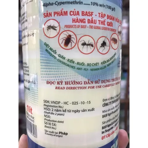 Thuốc diệt muỗi FENDONA 10SC, hạ gục hiệu quả, phòng chống sốt xuất huyết, sản phẩm BASF, chai 1 lít