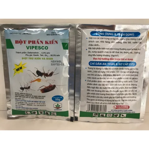 Phấn diệt, trừ, đuổi kiến và côn trùng VIPESCO, chuyên diệt trừ kiến, gián trong gi dụng và y tế, đơn giản dễ dùng