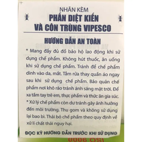 Phấn diệt, trừ, đuổi kiến và côn trùng VIPESCO, chuyên diệt trừ kiến, gián trong gi dụng và y tế, đơn giản dễ dùng
