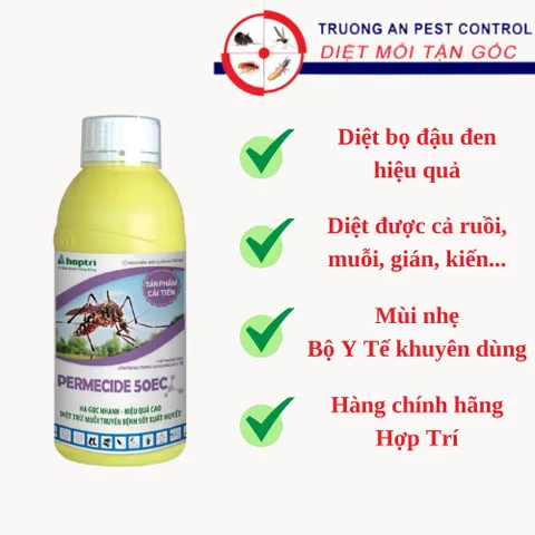 Thuốc diệt bọ đậu đen PERMECIDE 50EC diệt cả côn trùng khác sản phẩm Hợp Trí, chai 1 lít