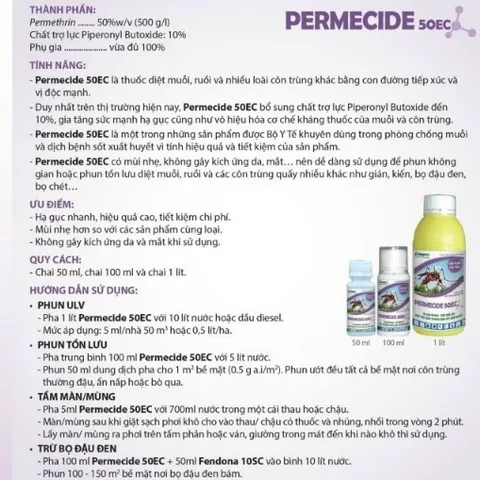 Thuốc diệt bọ đậu đen PERMECIDE 50EC diệt cả côn trùng khác sản phẩm Hợp Trí, chai 1 lít