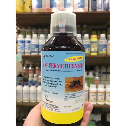 Thuốc diệt muỗi MAP PERMETHRIN 50 EC diệt trừ hiệu quả các loài muỗi, chai 1 lít