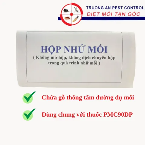 Hộp nhử mối, bên trong có chứa gỗ tẩm đường thu hút mối, dùng chung với thuốc diệt mối PMC90DP