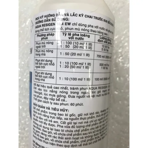 Thuốc diệt muỗi AQUA RESIGEN 10,4 EW, sản phẩm BAYER, chai 1 lít