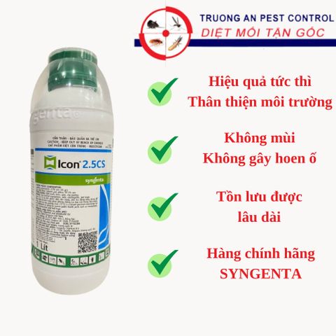 Thuốc diệt côn trùng ICON 2.5 CS diệt muỗi, mạt, gián, rệp... tồn lưu lâu xuất xứ Bỉ chai 1 lít