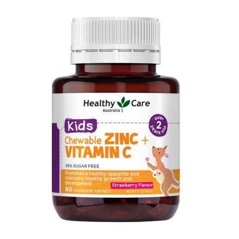 Viên Nhai Bổ Sung Kẽm + Vitamin C Healthy Care Cho Trẻ Em - Hỗ Trợ Tăng Cường Miễn Dịch, Giúp Bé Ăn Ngon, Hấp Thu Tốt Hơn