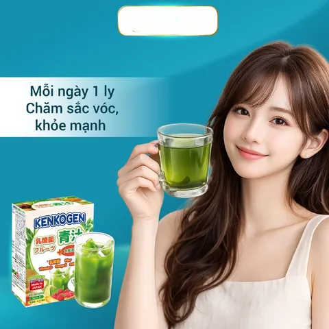 Bột rau củ mầm lúa mạch grass barley Nhật Bản KENKOGEN +16 loại trái cây chất xơ lợi khuẩn vitamin