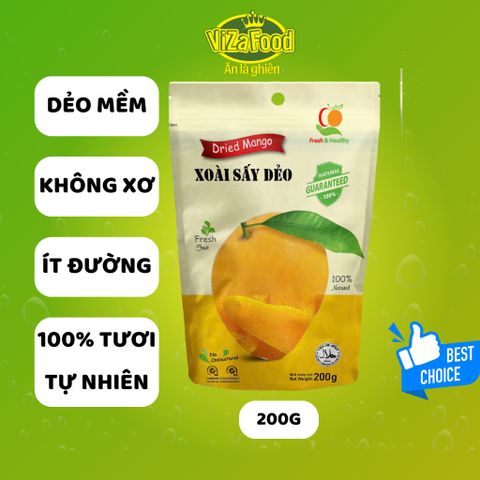 [PREMIUM QUALITY]Xoài sấy dẻo nguyên vị tự nhiên, chất lượng thượng hạng, túi 200G - Viza Food