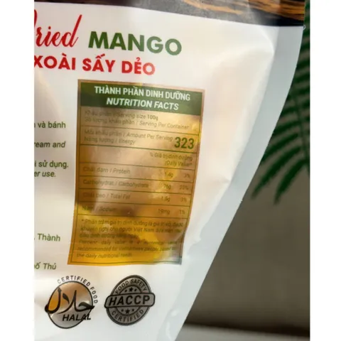 Xoài chín cây sấy dẻo nguyên vị, chất lượng thượng hạng, quà tặng, túi 250g - Viza Food