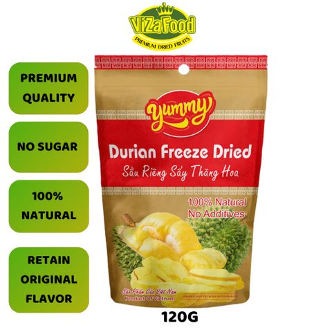 Durian Freeze-dried, PREMIUM QUALITY, durian segments, WHOLE DURIAN, 120G - YUMMY of Viza Food