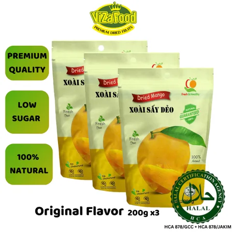 Combo 3 bags dried mangoes, natural, low sugar, premium quality, 200G bag-Viza Food