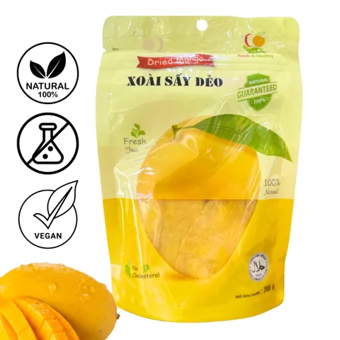 Combo 3 bags dried mangoes, natural, low sugar, premium quality, 200G bag-Viza Food