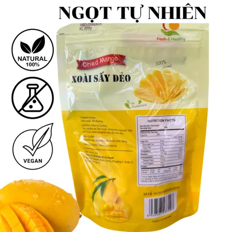Combo 3 bags dried mangoes, natural, low sugar, premium quality, 200G bag-Viza Food