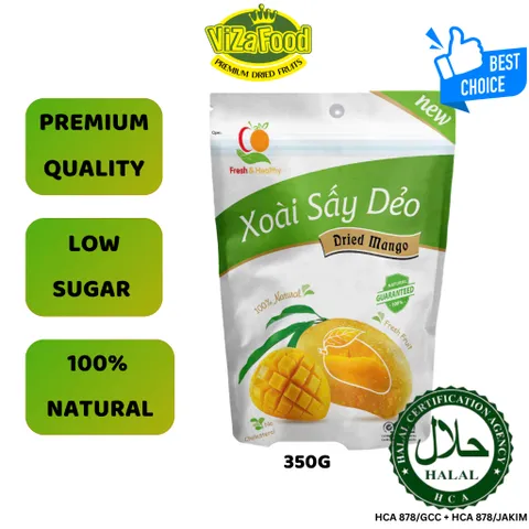 (PREMIUM QUALITY)Original dried mango, low fiber, low sugar, PREMIUM QUALITY, 350G bag-Viza Food