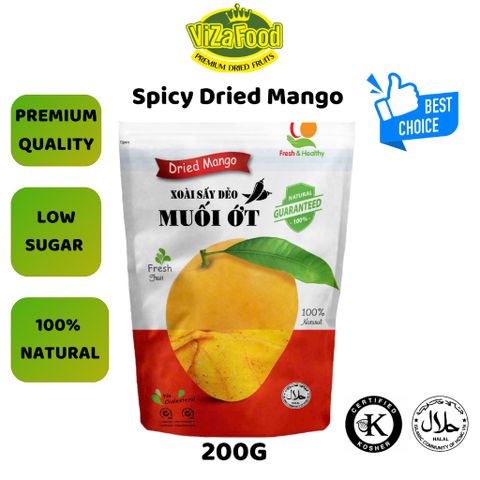 [200G]Dried mango with spicy salt and chili flavor, natural, soft, 200G bag - Viza Food