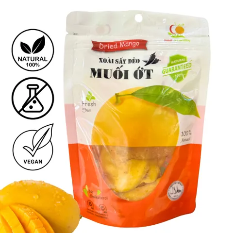 [200G]Dried mango with spicy salt and chili flavor, natural, soft, 200G bag - Viza Food
