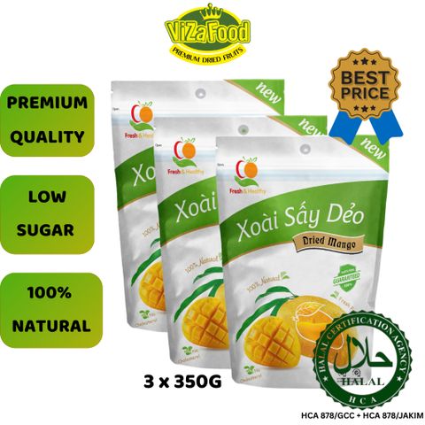 Combo 3 bags dried mangoes, natural, low sugar, premium quality, 350G-Viza Food