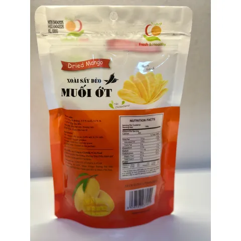 Combo 3 dried mangoes with chili salt, medium spicy, whole pieces, 200g - Viza Food