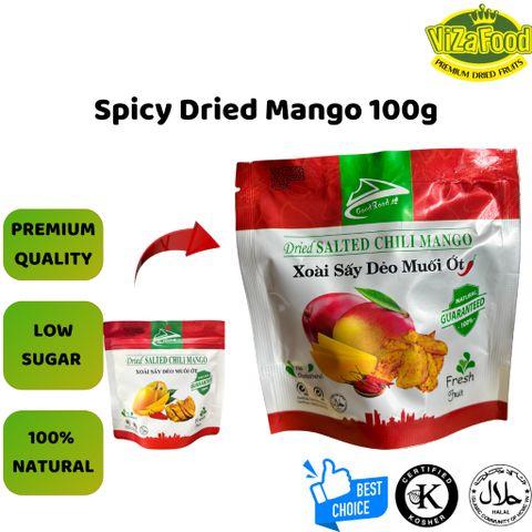 100G_Dried mango with chili salt, natural, low sugar,spicy rried mango- Viza Food