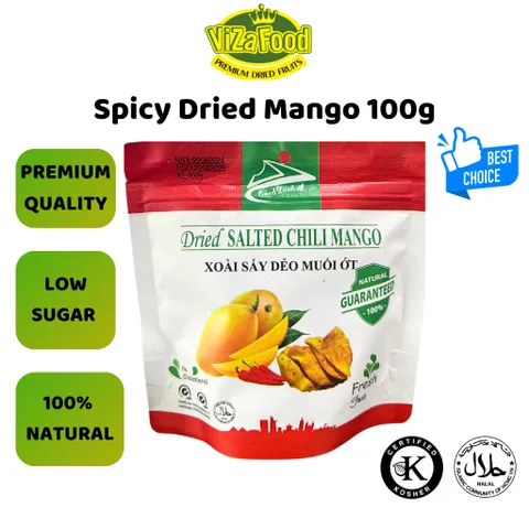 100G_Dried mango with chili salt, natural, low sugar,spicy rried mango- Viza Food
