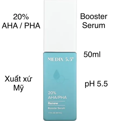 [MỸ] serum 20% AHA/ PHA Booster 50ml pH5.5  Medix 5.5 làm sạch da, sáng da, làm chậm quá trình lão hoá & dưỡng ẩm cho da