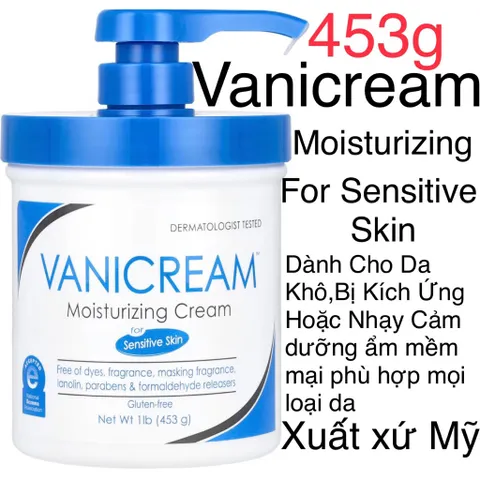 [MỸ] Cream Moisturizing For Sensitive Skin 453 g Vanicream Kem dưỡng ẩm Da Khô, Bị Kích Ứng Hoặc Nhạy Cảm