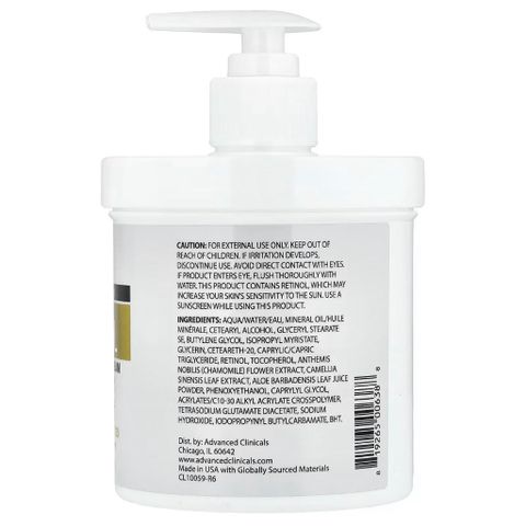 [MỸ] Kem Retinol Advanced Clinicals 454g DƯỠNG CHỐNG LÃO HOÁ DA  NGỪA CHỨNG VIÊM NANG LÔNG GIÚP TRẮNG MỊN SĂN CHẮC