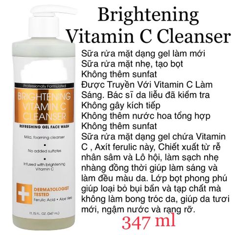 [MỸ] Sữa rửa mặt Brightening Vitamin C Ad_vancCed Clini~ccals 347ml Làm Sáng Axit Ferulic Chiết xuất rễ nhân sâm Lô hội