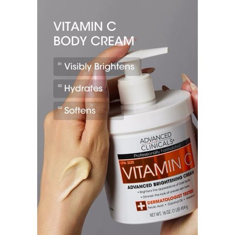 [Mỹ] Cream Dưỡng Da Trắng Sáng Vitamin C Advanced Clinicals 454g size Spa