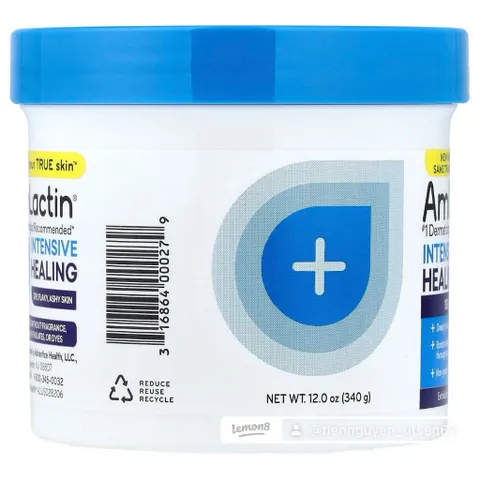 [MỸ] Cream 15% Axit Lactic Intensive Healing, Exfoliating & Hydrating AHA Cream, Dry, Flaky, Ashy Skin 340g Amlactin