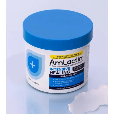 [MỸ] Cream 15% Axit Lactic Intensive Healing, Exfoliating & Hydrating AHA Cream, Dry, Flaky, Ashy Skin 340g Amlactin