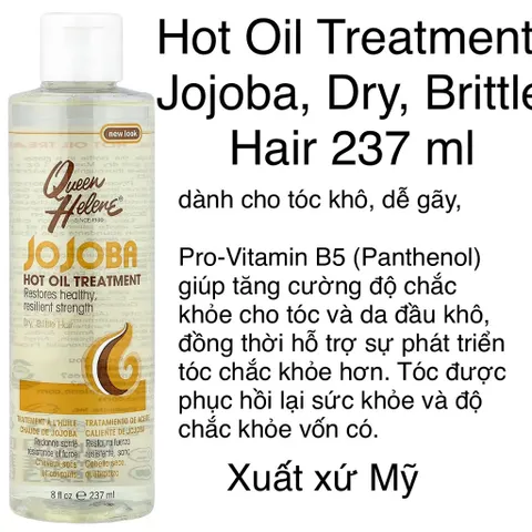 [MỸ] Jojoba Dành cho tóc Hot Oil Treatment, Dry, Brittle Hair 237 ml Queen Helene