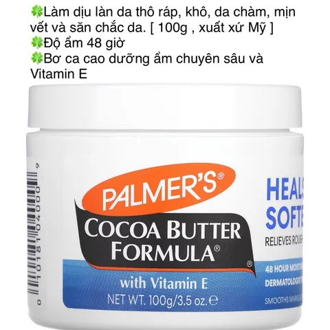 [MỸ] Cream Cocoa Butter Formula with Vitamin E Palmer's 100g dưỡng ẩm chuyên sâu 48h da chàm làm mịn săn chắc da