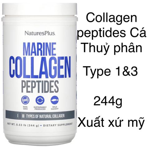 [Mỹ] Bột collagen peptides marine thủy phân chiếc xuất từ Cá hỗ trợ tóc, da, móng, khớp..244g Natures Plus