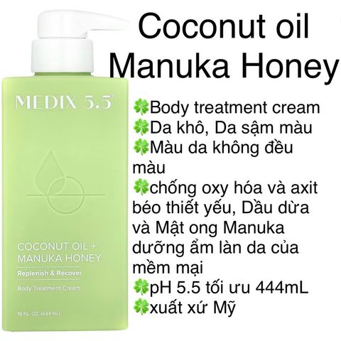[MỸ] Medix 5.5 Coconut Oil Manila Honey Vision Restoration Cream Dầu dừa + Kem phục hồi mật ong Manuka Da khô Da sậm màu