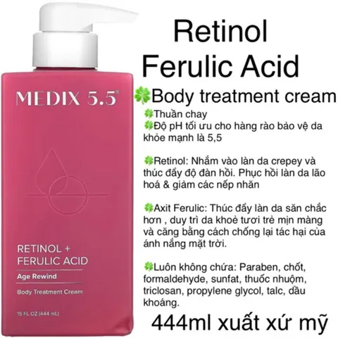 [MỸ 5 loại ] Retinol Medix pH5.5 Hyaluronic + Kem hoa hồng 444ml