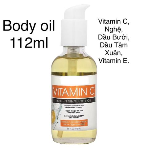 [MỸ] Dầu body oil vitamin C 112ml Nghệ, Dầu Bưởi, Dầu Tầm Xuân, Vitamin E sáng mịn mượt da khoẻ sáng
