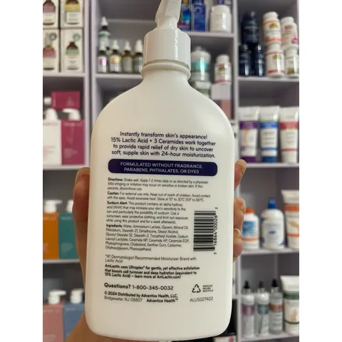 [MỸ] Lotion Amlactin Intensive Healing Exfoliating Hydrating AHA Dry Flaky Ashy Skin Fragrance Free 15% Lactic Acid 400g