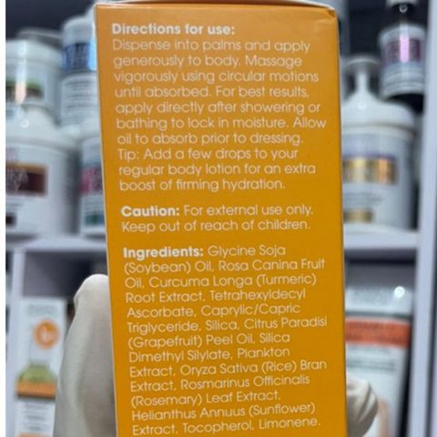[MỸ] Dầu body oil vitamin C 112ml Nghệ, Dầu Bưởi, Dầu Tầm Xuân, Vitamin E sáng mịn mượt da khoẻ sáng