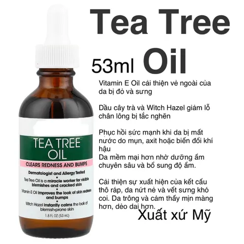 [Mỹ] Serum Dầu cây trà mẩn đỏ nổi mụn, mụn trứng cá da khô ngứa Vitamin E Chiết xuất hướng dương 53ml