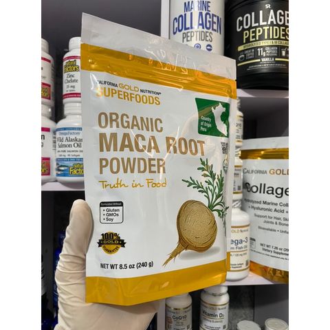 [MỸ] Bột Organic Rễ Maca Root California Gold Nutrition® SUPERFOODS 240g cải thiện da, tâm trạng, tập trung trí nhớ