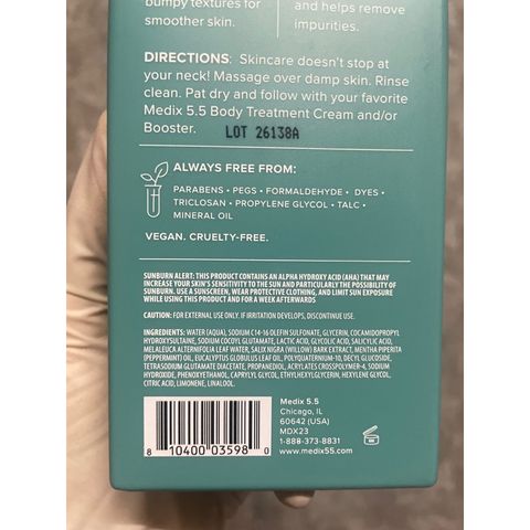 [Mỹ] Sữa tắm Glycolic AHA + Lactic Acid MEDIX 5.5 tẩy tế bào chết Body & Face Wash 444ml