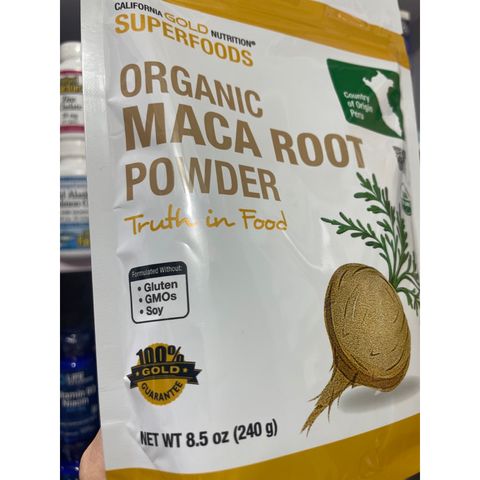 [MỸ] Bột Organic Rễ Maca Root California Gold Nutrition® SUPERFOODS 240g cải thiện da, tâm trạng, tập trung trí nhớ